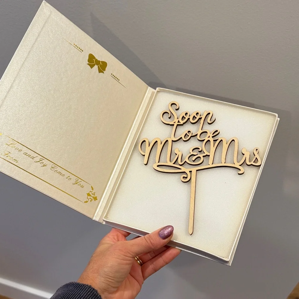 Elegant Tan Wedding Cake Topper